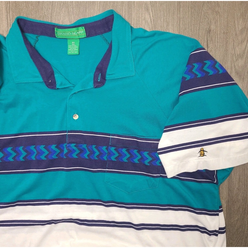 Vtg 80s Grand Slam Polo Mens 2XL Big Golf Shirt Single Stitch Taiwan Dadcore XXL